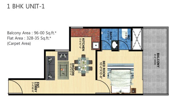 Maxheights Dream Homes 1 BHK Unit 1 Floor Plan