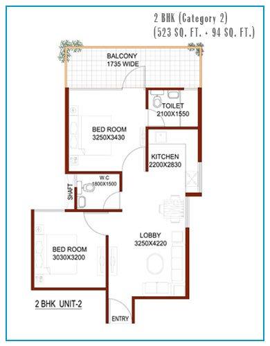 Signature Global Synera 2BHK Category 2 Floor Plan