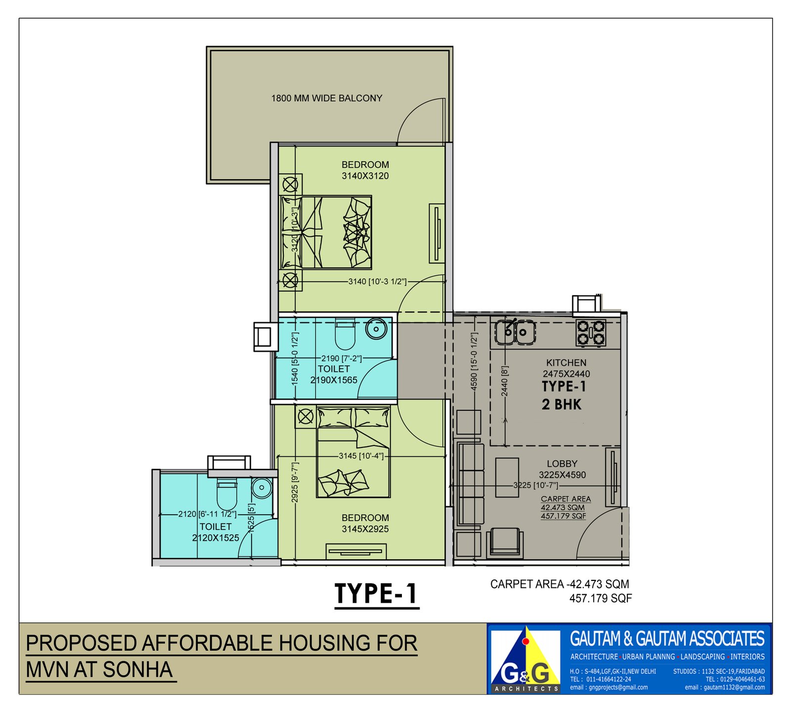 MVN Athens floor Plan 2bhk Type 1