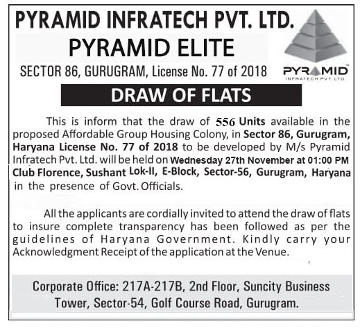 Pyramid-Elite-Sector-86-Gurgaon-Draw-Date-27th-November-2019